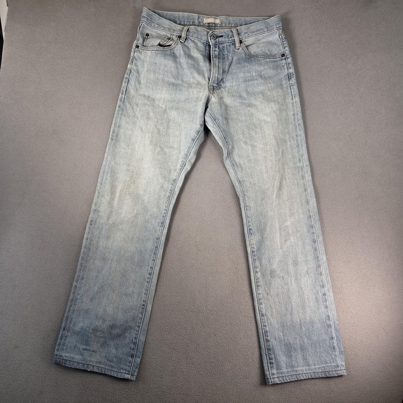 Uniqlo Other - Uniqlo Jeans Mens 32 Light Wash Blue Straight Leg Denim 100% Cotton Zip Fly